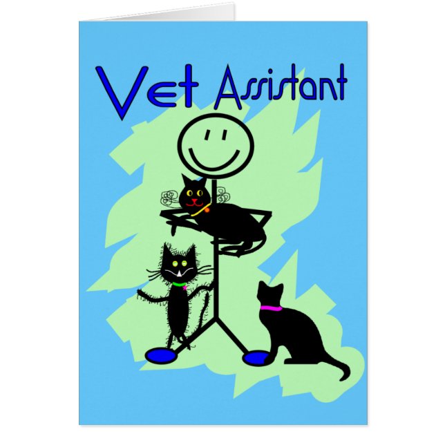 Vet Assistant Stick Person With Black Cats (Front)