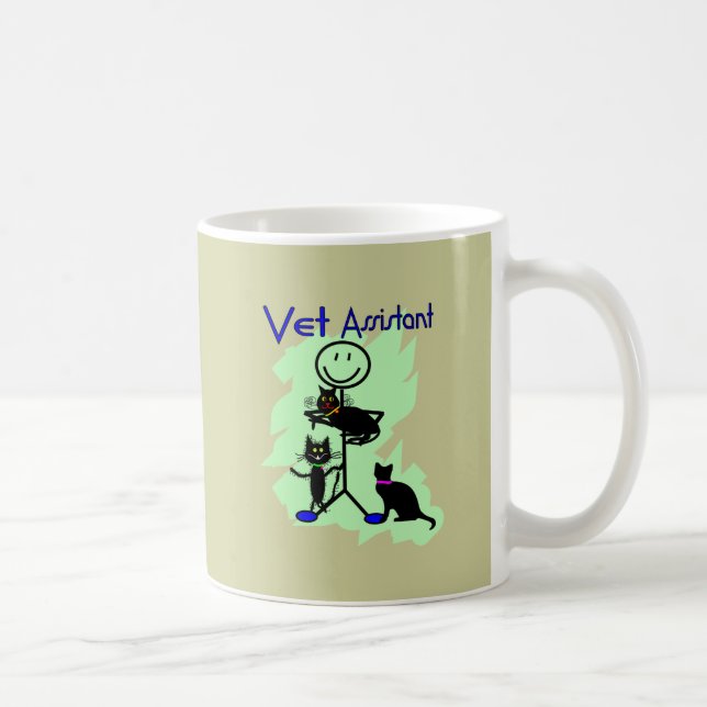 Vet Assistant Stick Person With Black Cats Coffee Mug (Right)