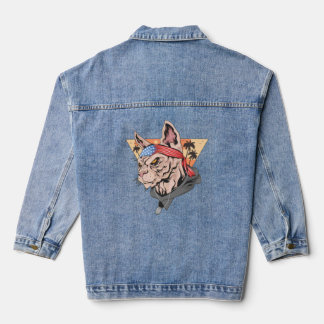 Vet Cat Palm Trees Denim Jacket