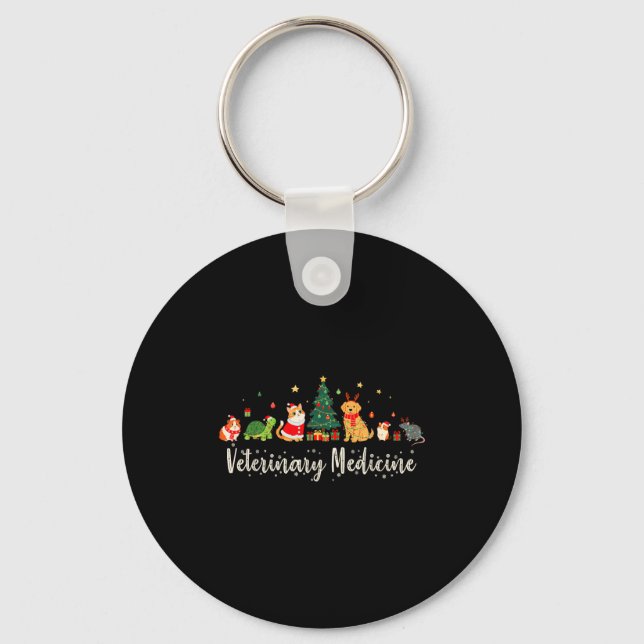 Vet Tech Animal Christmas Xmas Vibes Veterinary Me Keychain (Front)