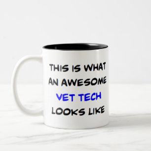 vet tech, awesome Two-Tone coffee mug