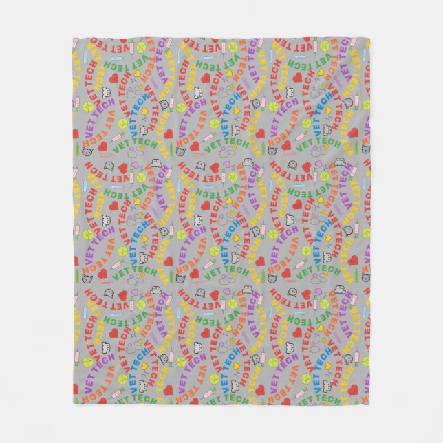 Vet Tech Colourful Lettering  Fleece Blanket (Front)
