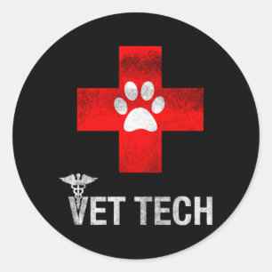 Vet Tech Distressed Style Vet Tech Classic Round Sticker