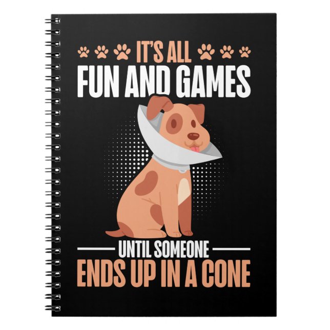 Vet Tech Dog Cone Humour Veterinarian Notebook (Front)