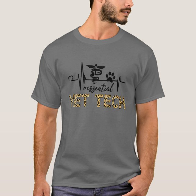 Vet Tech Essential - Vet Tech Heartbeat Leopard T-Shirt (Front)