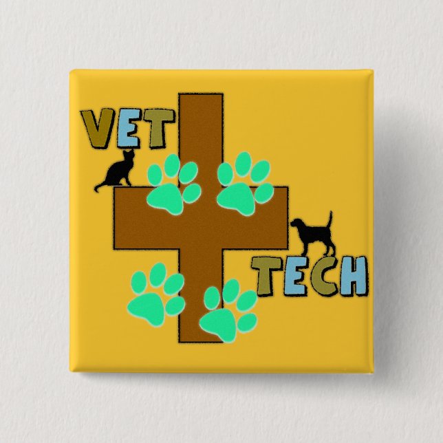 Vet Tech Gift 2 Inch Square Button (Front)