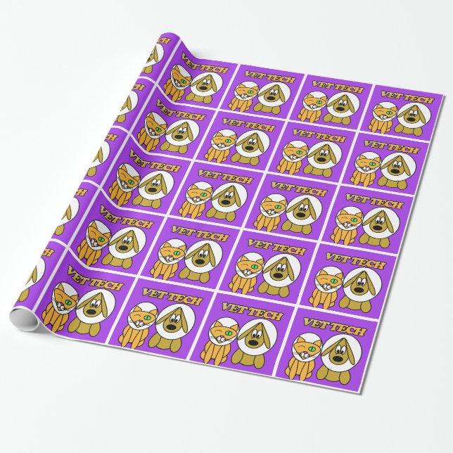 vet tech gift wrap ecollar buddies design (Unrolled)