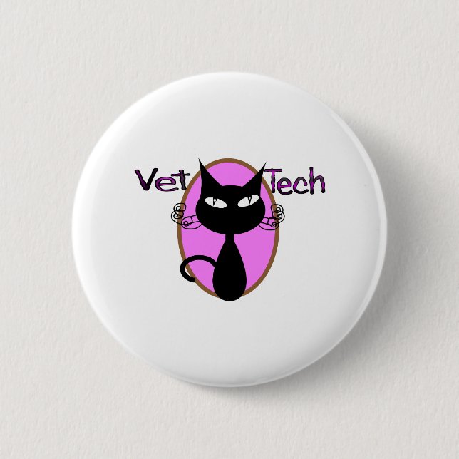 Vet Tech Gifts  "Adorable Cat Design" 2 Inch Round Button (Front)