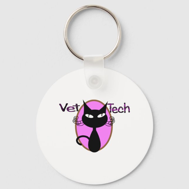 Vet Tech Gifts "Adorable Cat Design Keychain (Front)