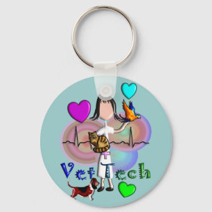 Vet Tech Gifts Unique Embossed Style Graphics Keychain