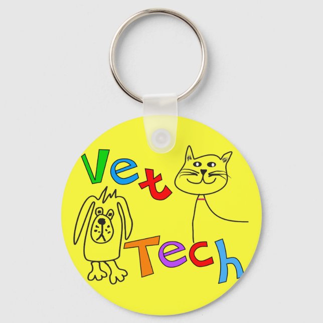 Vet Tech Gifts, Veterinary Technician Keychain (Front)