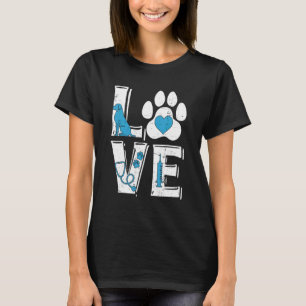 Vet Tech Love Animals Retro Veterinarian Technici T-Shirt