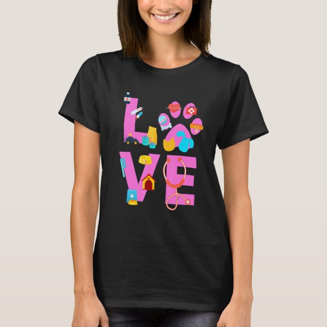 Vet Tech Love  Veterinary Technician 3 T-Shirt (Front)