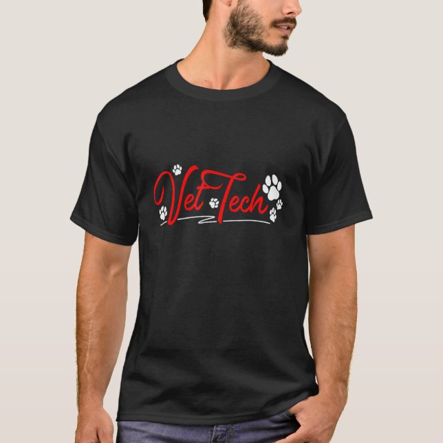 Vet Tech Pawprint  Veterinary Technician 2 T-Shirt (Front)