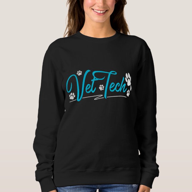 Vet Tech Pawprint   Veterinary Technician Sweatshirt (Front)