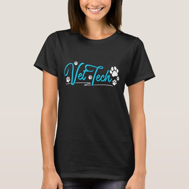 Vet Tech Pawprint   Veterinary Technician T-Shirt (Front)