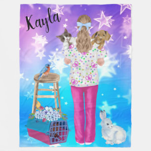 Vet Tech Personalized Cat, Dog, Bird, Bunny Fleece Blanket