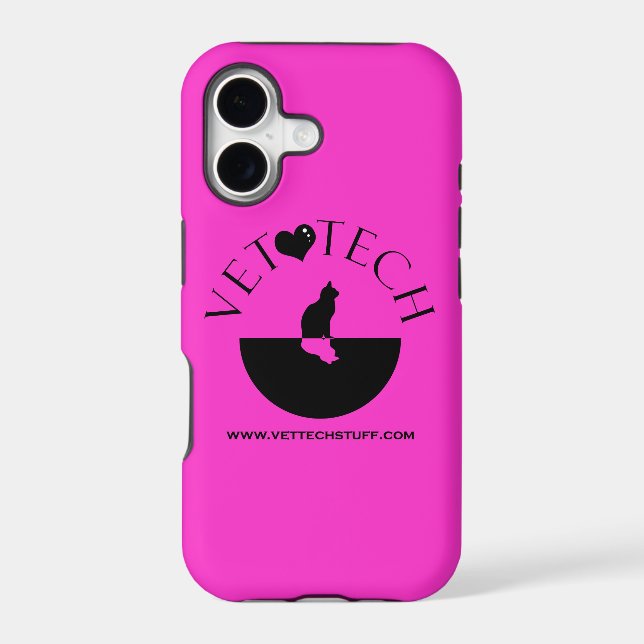 vet tech phone case hot pink (Back)