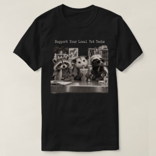 Vet Tech Raccoon Opossum Skunk Coffee Humour T-Shirt