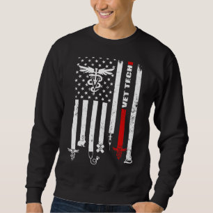 Vet Tech Usa Flag Pets Veterinarian Technician Sweatshirt