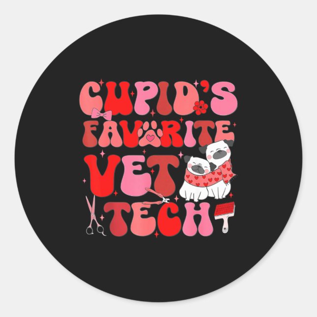 Vet Tech Valentines Day Veterinary Vet Student Vet Classic Round Sticker (Front)