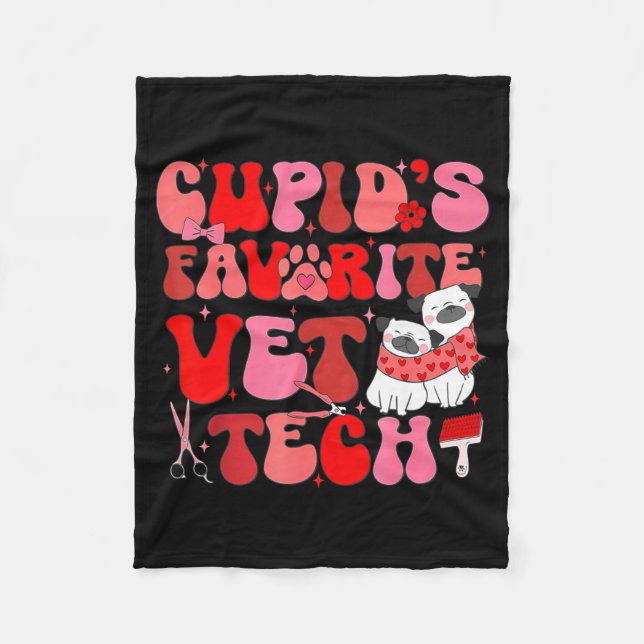 Vet Tech Valentines Day Veterinary Vet Student Vet Fleece Blanket (Front)