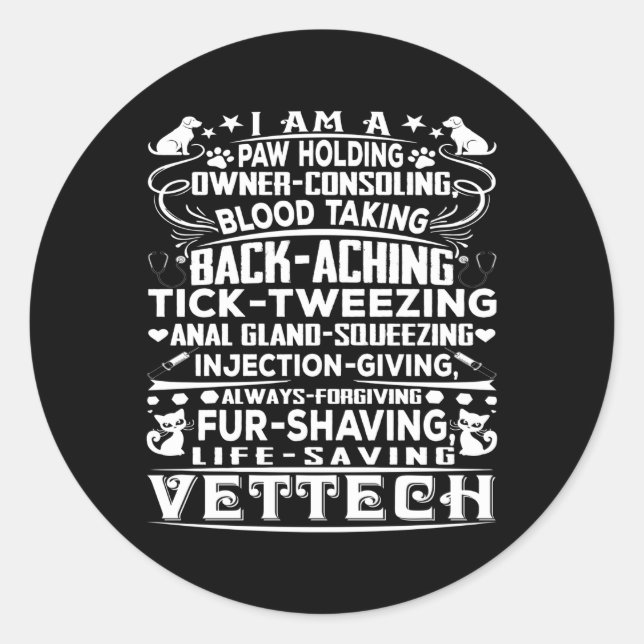 Vet Tech Vet Tech Grey Small Classic Round Sticker (Front)