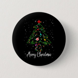 Vet Tech Veterinarian Christmas Tree Merry Christm 2 Inch Round Button