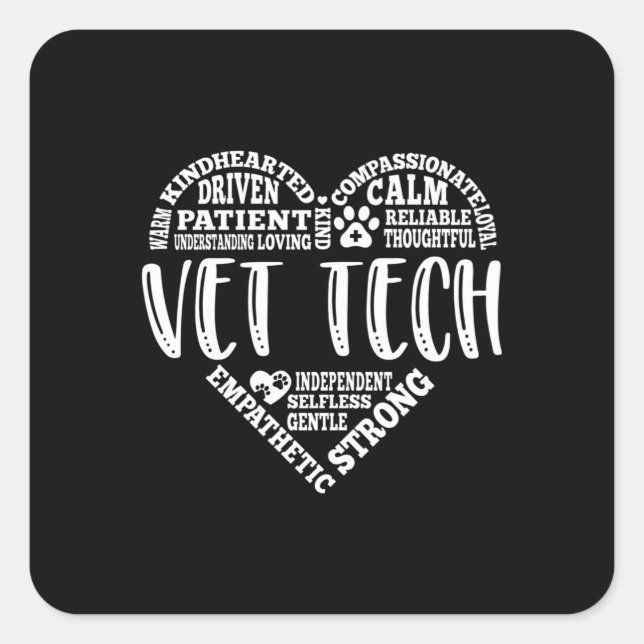 Vet tech, veterinarian tech, vet technician square sticker (Front)