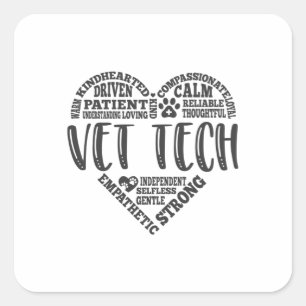 Vet tech, veterinarian tech, vet technician square sticker