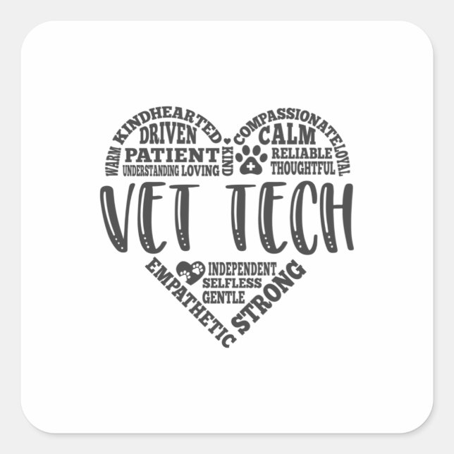 Vet tech, veterinarian tech, vet technician square sticker (Front)