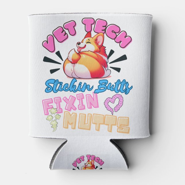 vet tech,veterinary technician,funny,nurse,cute can cooler (Front)