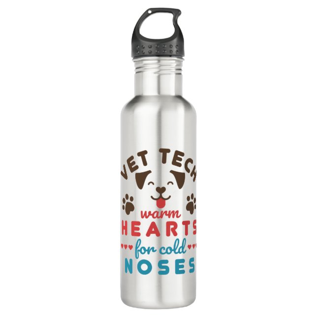 Vet Tech Warm Hearts for Cold Noses 710 Ml Water Bottle (Front)