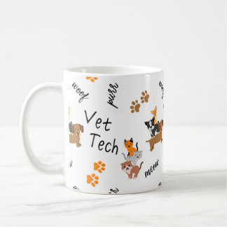 Vet Tech with cats and dogs coffee cup