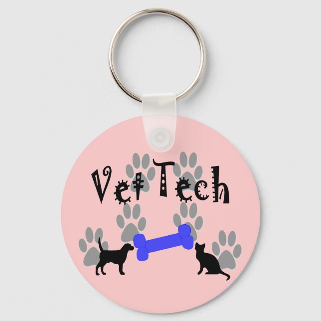 Vet TECH With Dog Bone Keychain (Front)