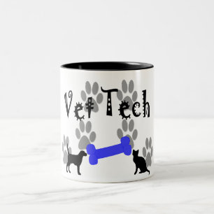 Vet TECH With Dog Bone Two-Tone Coffee Mug