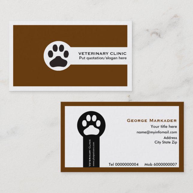 Vet/Veterinary Clinic minimalist business cards (Front/Back)