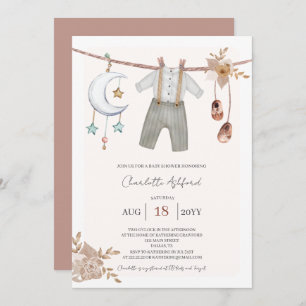 Vêtements bébé Boho Baby shower Invitation