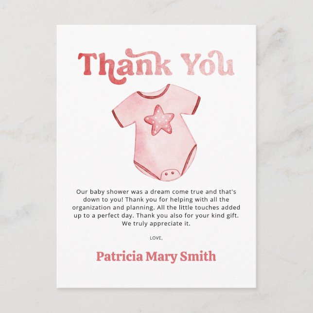 Vêtements de bébé Baby shower rose fille Carte de  (Devant)