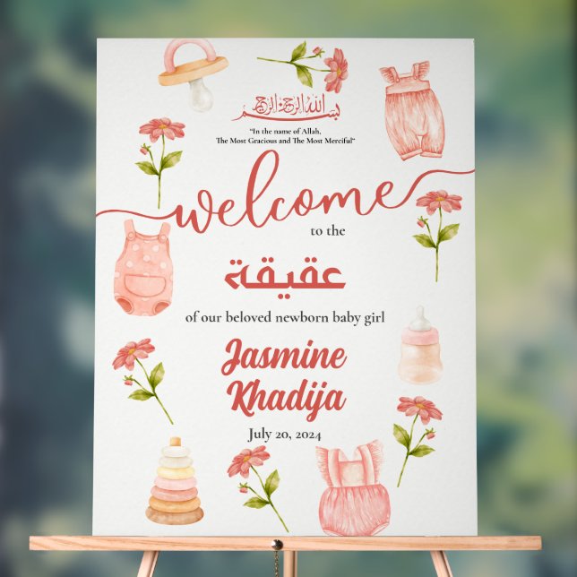 Vêtements de bébé rose Aqiqah Aqeeqa Bienvenue (Neutre)