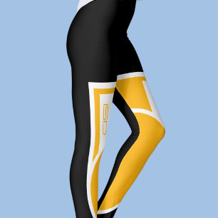 Vêtements de sport ISD Noir Jaune Blanc Leggings d