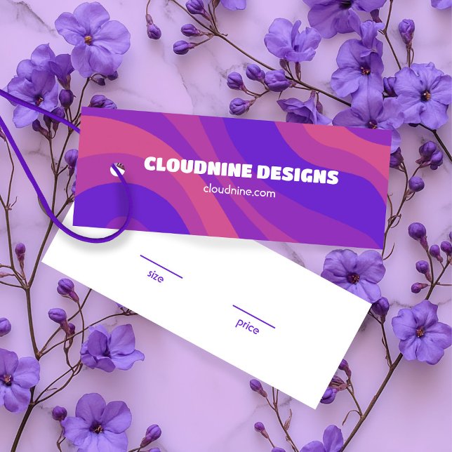 Vêtements en bande violet Taille Prix Carte Hangta (Purple Stripe Waves CUSTOM Clothing Size Price Hangtag Display Card
)