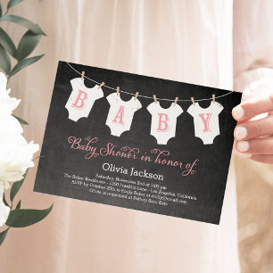 Vêtements Garland Baby shower Invitation - rose