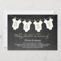 Vêtements Garland Baby shower Invitation - Sage