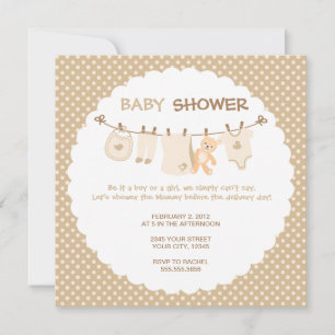 Vêtements pour bébés beiges - Invitations de douch
