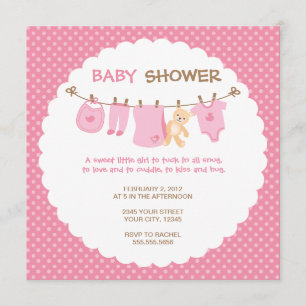Vêtements pour bébés roses - Invitations de douche