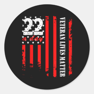 Veteran 22 Day Veteran Lives Suicide Awareness Pts Classic Round Sticker