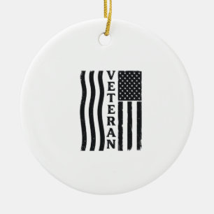 Veteran American Flag Vintage Vector Shirt Design_ Ceramic Ornament