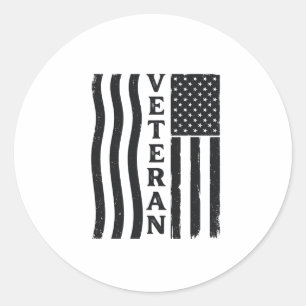Veteran American Flag Vintage Vector Shirt Design_ Classic Round Sticker