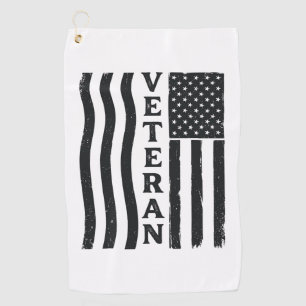 Veteran American Flag Vintage Vector Shirt Design_ Golf Towel